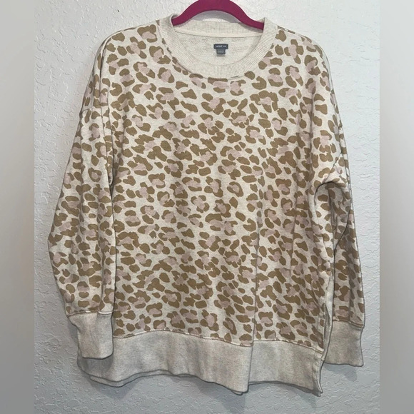 Aerie Long Sleeve Leopard Print Sweatshirt, Size Medium - Picture 1 of 11